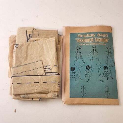 Simplicity 8485 Vintage 1969 Sewing Pattern Misses Designer Dress Size 18