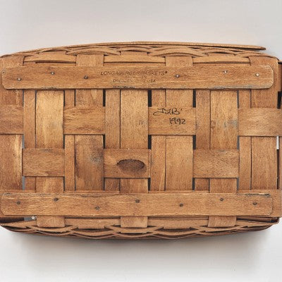Longaberger Storage Pantry Basket with 6 Wooden Dividers & Leather Handles 1995
