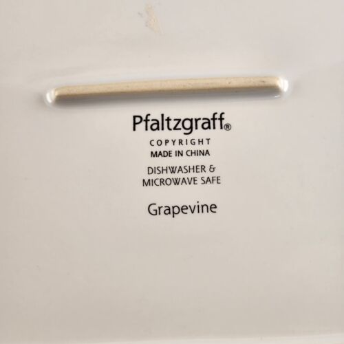 Pfaltzgraff Grapevine 9" x 7" x ¾" Bread Tray Handles Purple Grapes Pink Buds