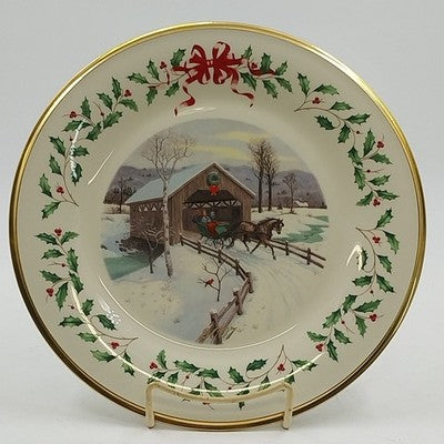 Lenox 2007 Annual Collector Christmas Plate 17th Series Numbered Covered Bridge