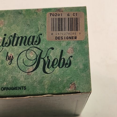 Christmas by Krebs Ornaments in Box Silver White Pearl Satin Crown Top 6 pk 2.5"