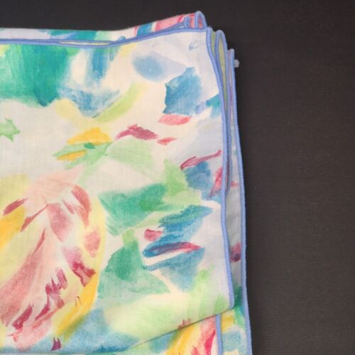 Multicolor Floral Design Pattern Linen Tablecloth 82 x 58 inches Vintage