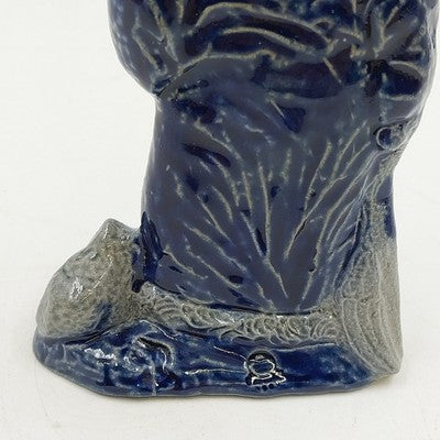 Rowe Pottery Works Salt Glazed Santa with Tree Cat and Christmas Goose 1995 Vtg