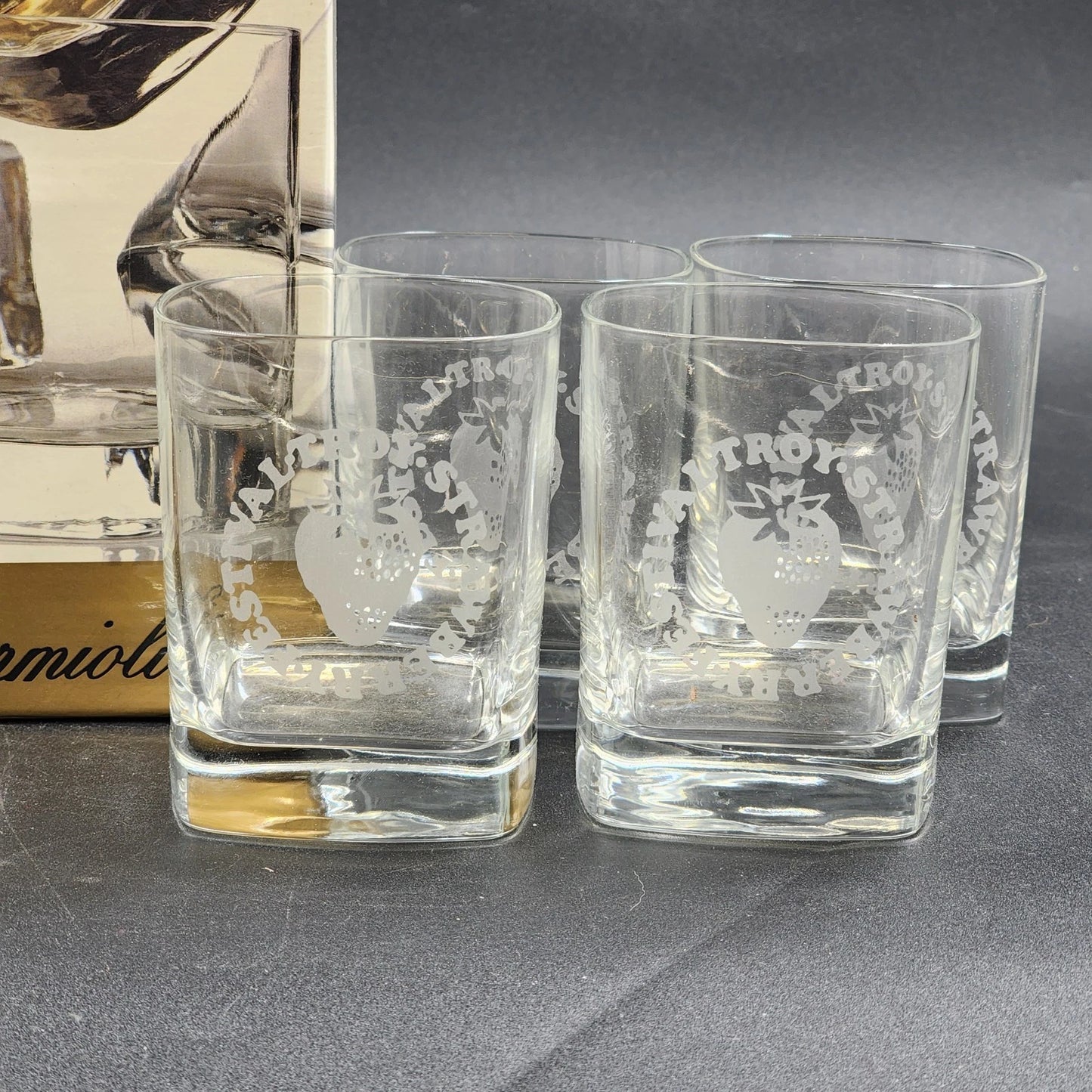 Luigi Bormioli Strauss Double Old Fashioned Glasses 12oz Clear Crystal Strawberry Fest