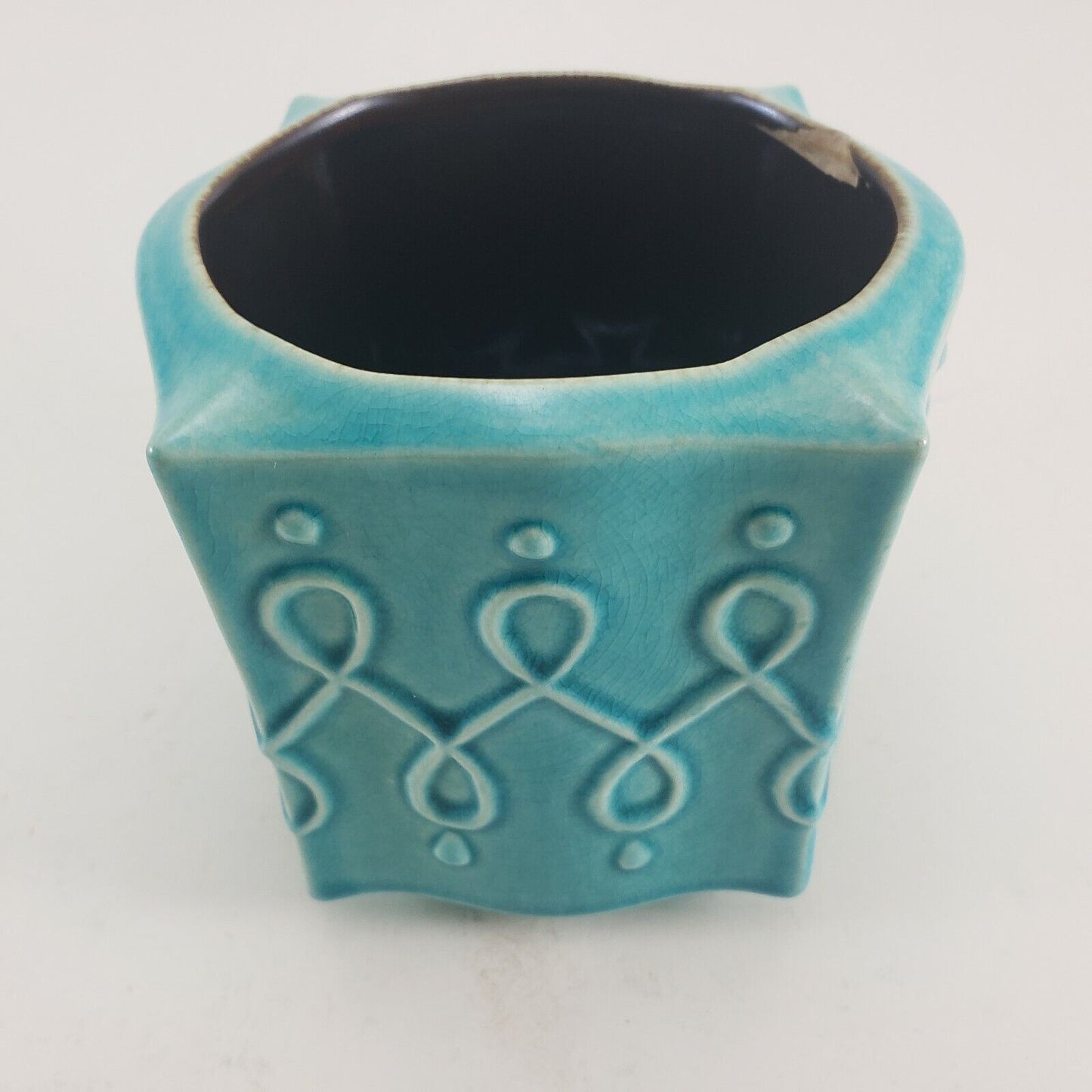 Red Wing Pottery USA Planter 1278 Aqua Turquoise Color Vintage Mid Century 4"x4"