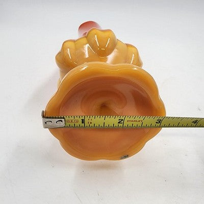 Swung Glass Vase Orange Bittersweet Footed Pedestal 13" L E Smith Glass MCM