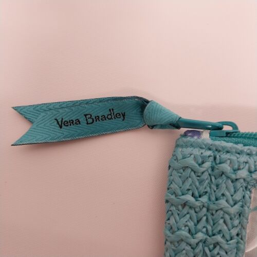 Vera Bradley Straw Zip Travel ID Case Antilles Treasure NWT 5 x 3 Crab Aqua Blue