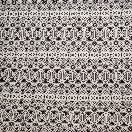 Aztec Curtains Black Abstract Geometric Blackout Print Fringe Rod Pocket 56x63"