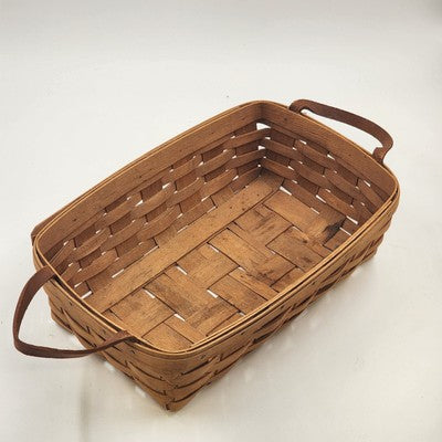 Longaberger Storage Pantry Basket with 6 Wooden Dividers & Leather Handles 1995