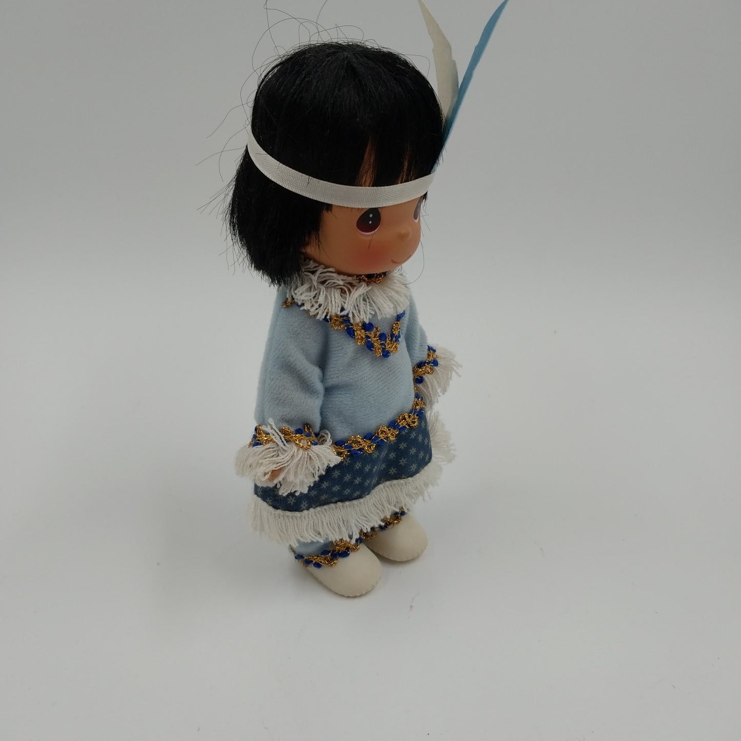 Precious Moments Native American in Blue Clothes Doll Toy 8"