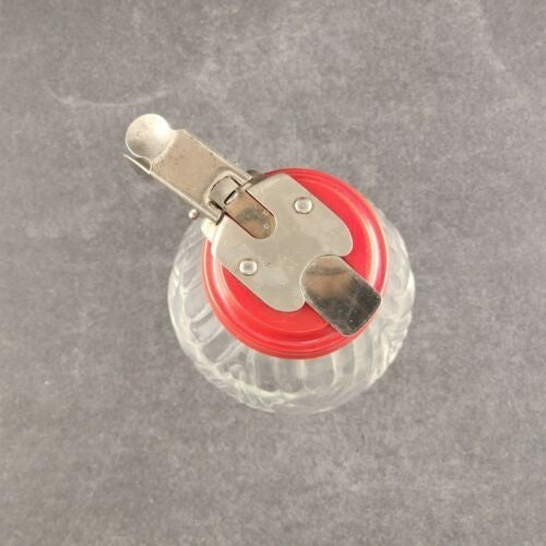 Diner Style Syrup Dispenser Glass Base Melmac Lid Stainless Steel Handle