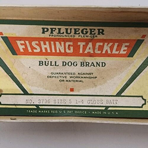 Pflueger 3796 White Body Red Head Spinner Fishing Bait 5 1/4" Long 1938 w Box