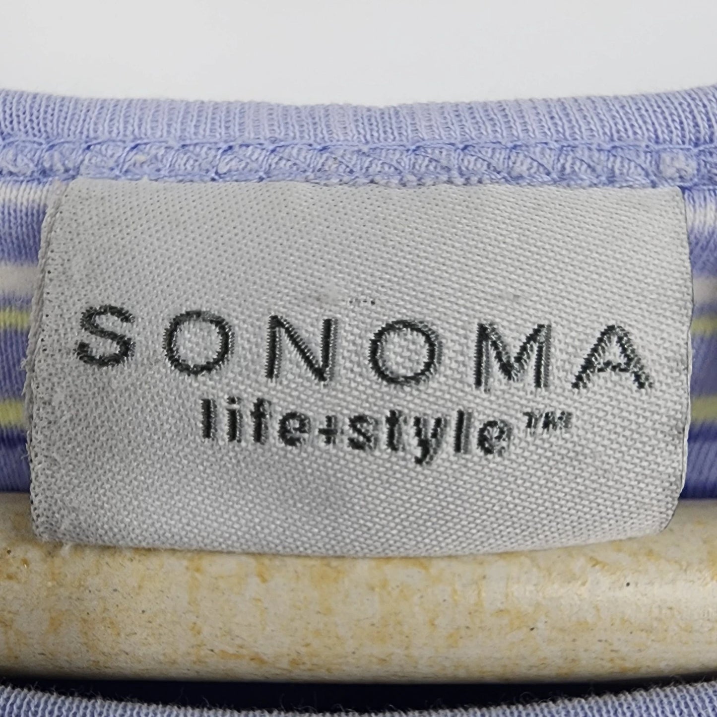 Sonoma Life Style 2 Pc Set Women's L Striped Top Blue Pants Cotton Loungewear
