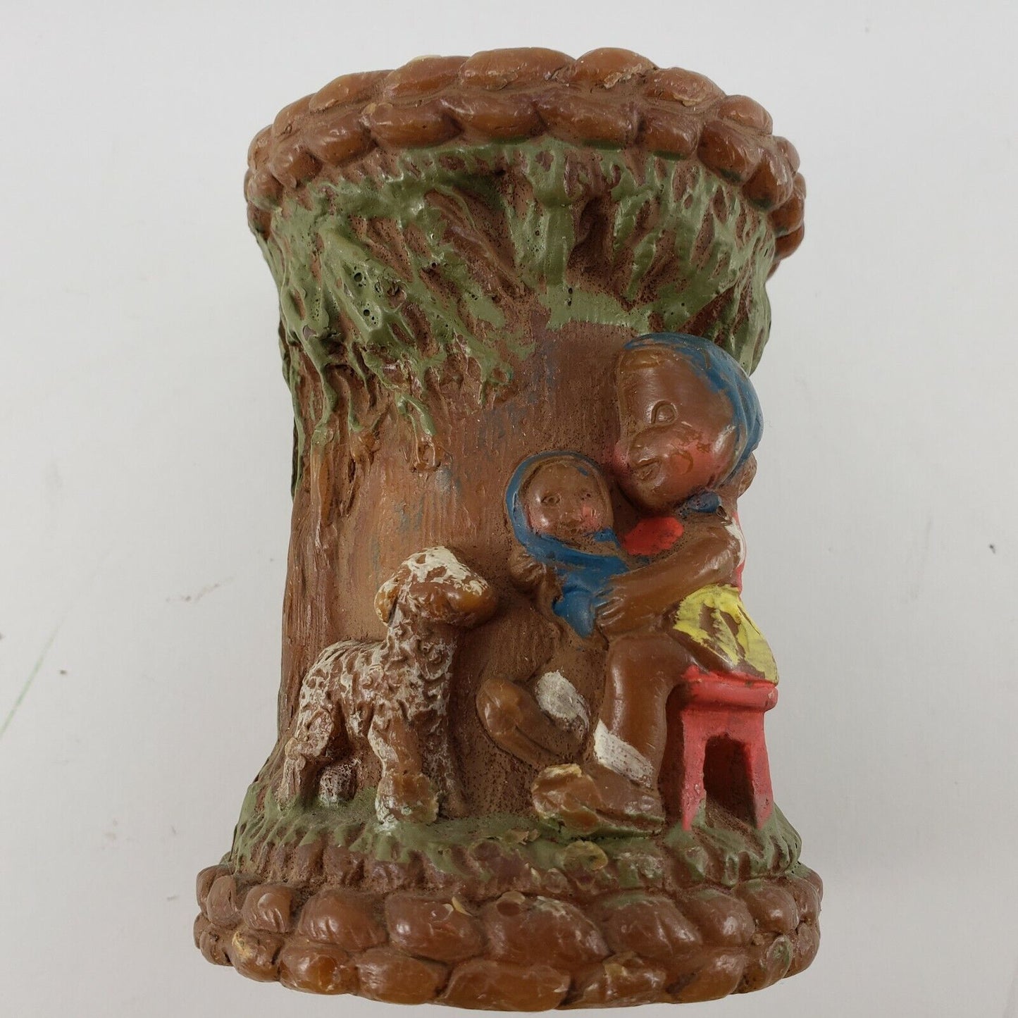 2 Alpine Originals Pillar Candles Kids & Dog and Child Doll & Lamb Vintage 1978