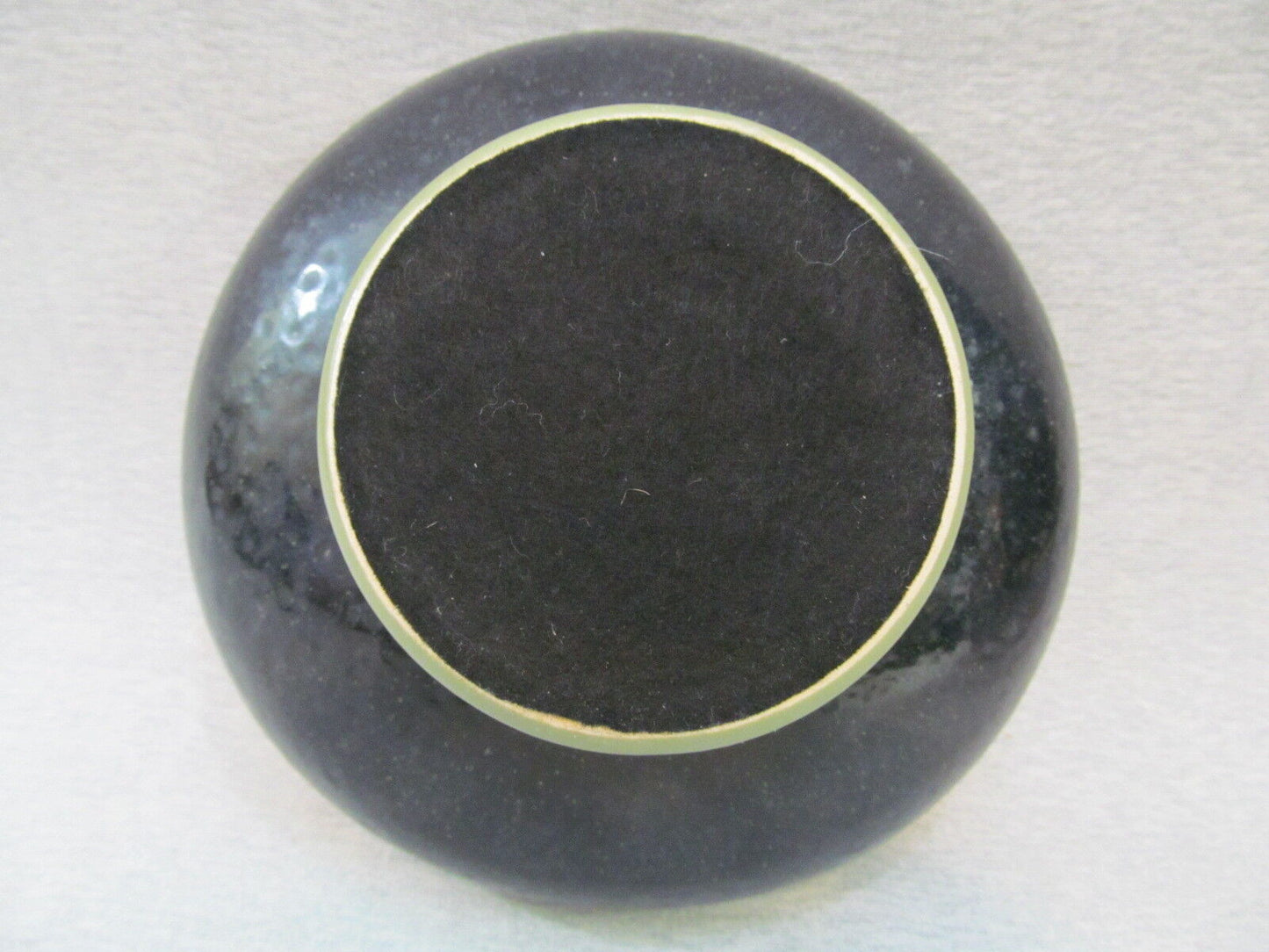 Vintage Sascha Brastoff Enameled Copper Bowl Olive Background Attached Foot