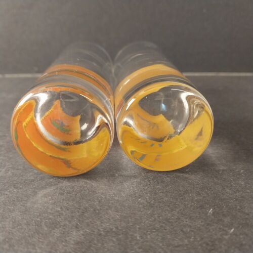 2 Collectible Tall Shot Glasses Cuervo Gold Mexican Art Red And Yellow