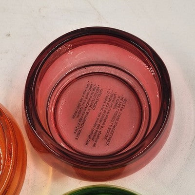 Set of 6 Pottery Barn Colored Glass Tealight Candle Holders in Original Box 7"