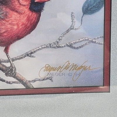 "Red Splendor" Signed Cardinal Print by James Meger | Matted & Framed 9” x 11” Wildlife Art | Bird Lover Gift | Nature Wall Decor