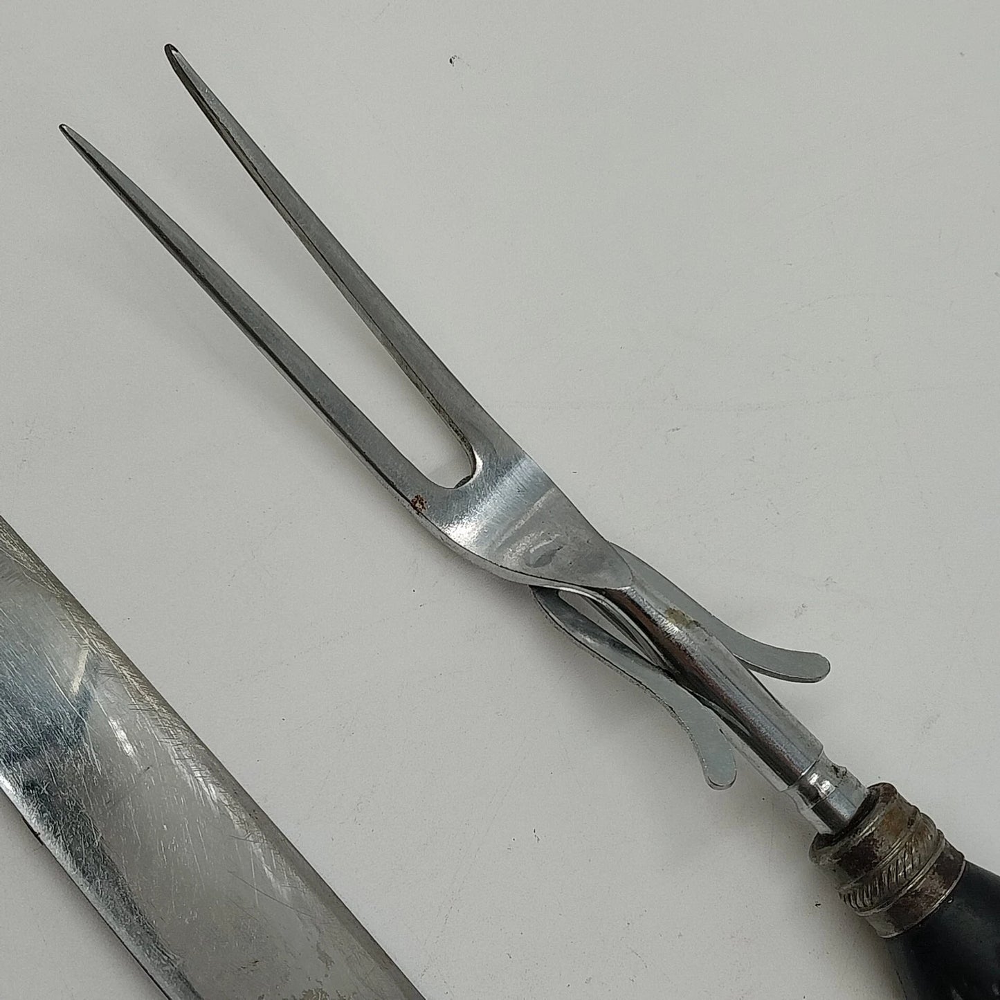 Molly Pitcher Cutlery 2 Pc Carving Set Knife & Fork Bakelite Handles 13"