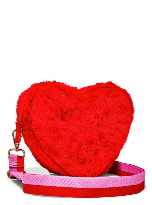 Furry Heart Cross Body Bag Love Bath Body Works Purse Fuzzy NEW Valentine Red