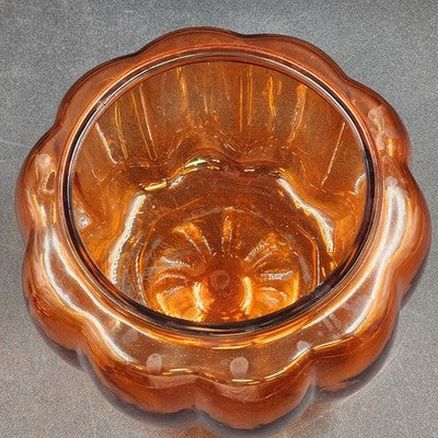 Orange Glass Pumpkin Shape Cookie Jar Candy Dish with Lid Anchor Hocking