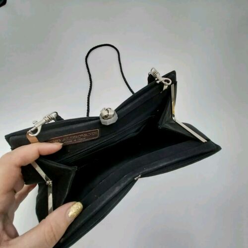 Gino Aldrovandi Black Sparkly Evening Purse with Rhinestones Shoulder Bag 10"x6"