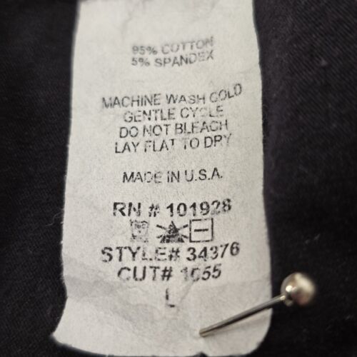 Susan Lawrence Black Pullover Top Front Ruffles Size Large Cotton 3/4 Sleeves