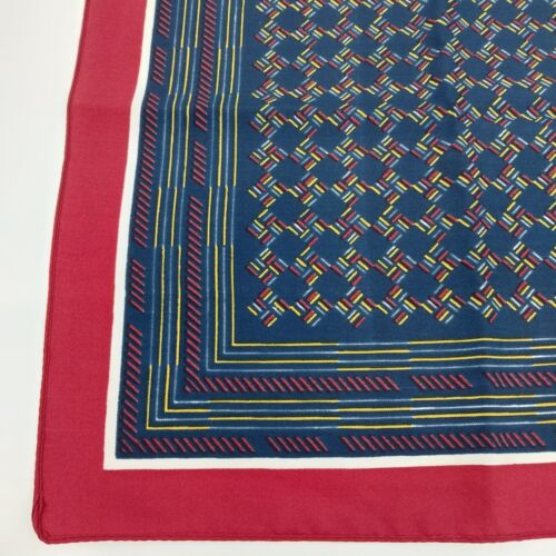 Handkerchief Paisley Blue Red Square Pocket Scarf Intricate Pattern 23"