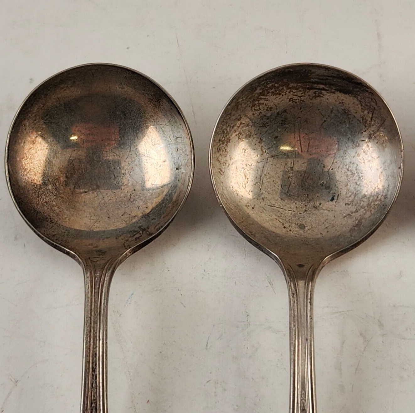 3 Round Dinner Spoons Electroplated Nickel Silver Unbranded 5" Long