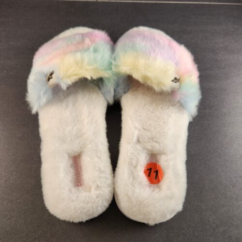 Koolaburra by UGG Womens Sz 11 Fuzz-ah Slide Slipper Pastel White Lug Sole New