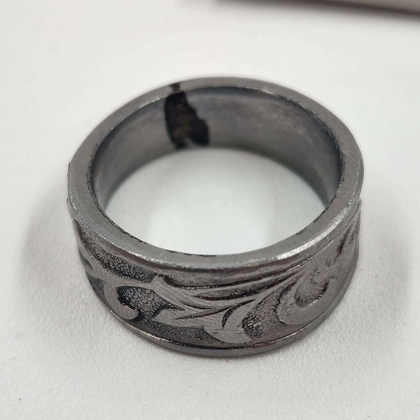 Silver Tone Ornate Band Ring Size 6.75 Filigree Scrollwork Design