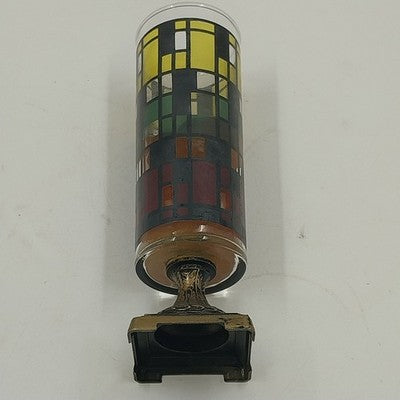 Hippie Candelrama Nu-Trend Candle Holder Stained Glass Prairie Style Vtg 1970's