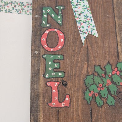 Christmas Holiday Noel Natural Wood Sleigh Sled Hand Painted Decoration 9.5"x20"