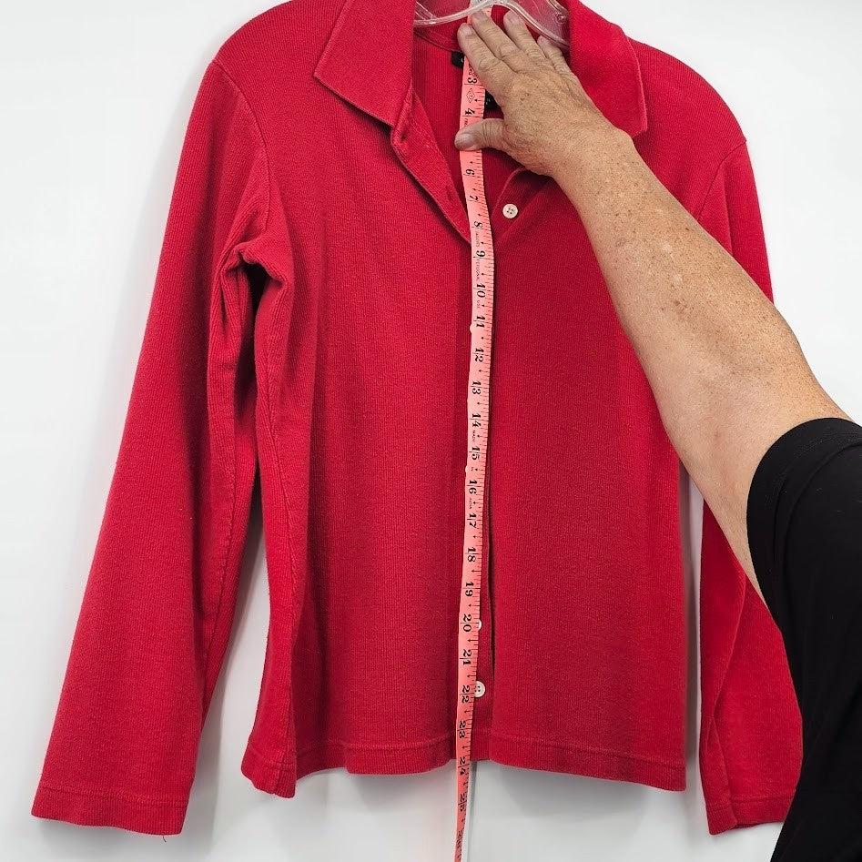 Vintage 90s The Limited Sweater Women’s L Red Button Front Collared Cotton Made in Korea