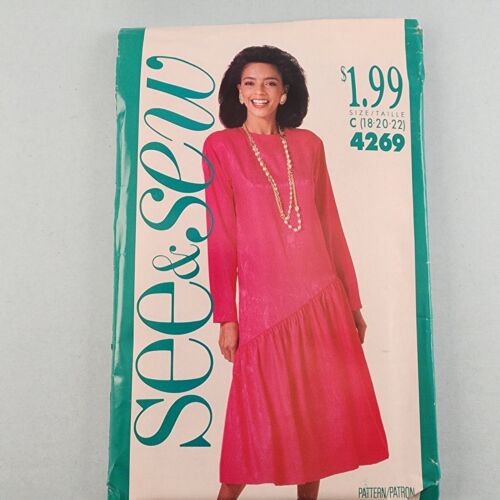 See & Sew 4269 Vintage Sewing Pattern Misses Pullover Dress Uncut Size C (18-22)