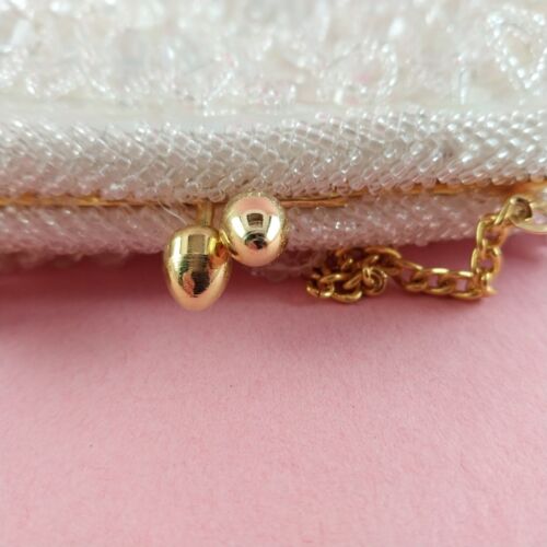 Handmade Hong Kong Beaded Vintage Evening Purse Mini Beads Prisms Sequins 7x4.5"