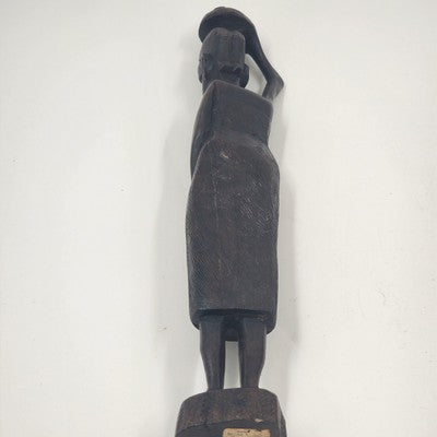 Hand Carved Ebony Tribal African Kenyan Man Woman Figurine 15"