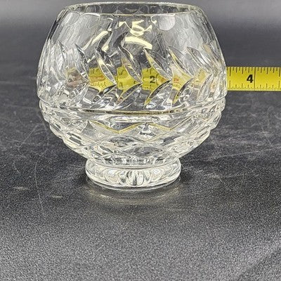 24% Lead Crystal Bowl Vase Hand Cut Clear Round 3.25" Footed Poland