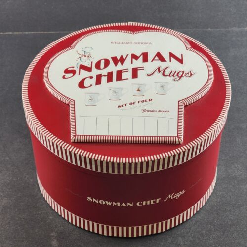 Williams Sonoma Snowman Chef Hot Cocoa Mugs Coffee Cups Holiday Christmas 4 pc