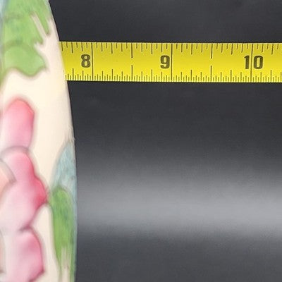 Large Macau Urn-Style Vase – Hand-Painted Pink & Blue Floral Design – 15" x 8" Vintage Oriental-Inspired Home Décor
