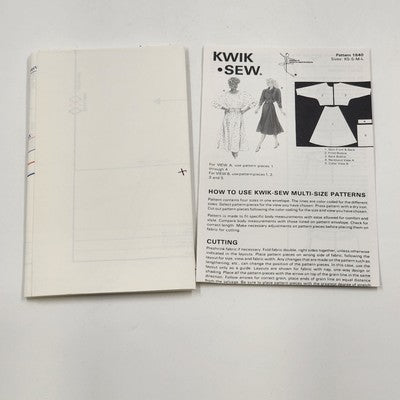 Kwik Sew 1640 Vtg Sewing Pattern 1987 Uncut Misses Dolman Sleeve Dress XS-L