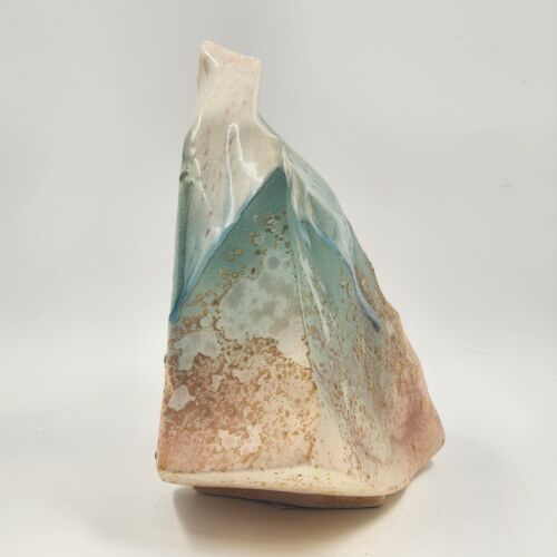 Tony Evans Raku Pottery Vase Signed 231 Ancient Sands Glaze Run 14"x10.5"