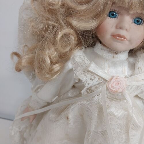 Soft Expressions Porcelain Doll Wedding Dress Tall Curly Blonde Hair 12"