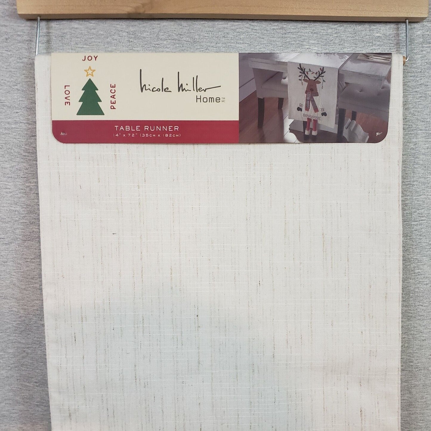 Nicole Miller Christmas Reindeer Table Runner New 14" x 72" Legs Over the Ends