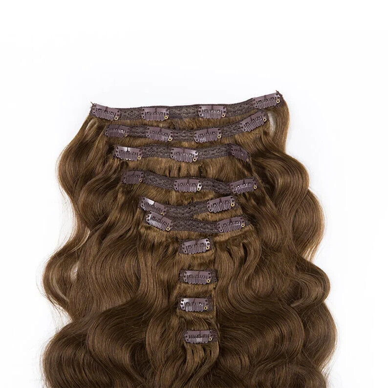 Thick 4 Pcs Light Brown Clip In Hair Extensions Clip In 3 4 clips