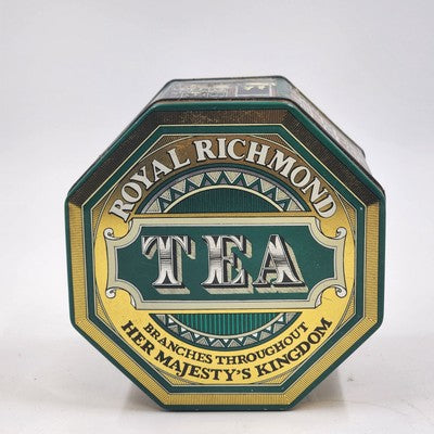 Royal Richmond Tea Metal Tin Storage Box Canister England Case Manufacture 1980s