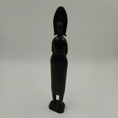 African Kenya Woman Makonde Tribe Hand Carved Ebony Wood Sculpture Figurine 15"