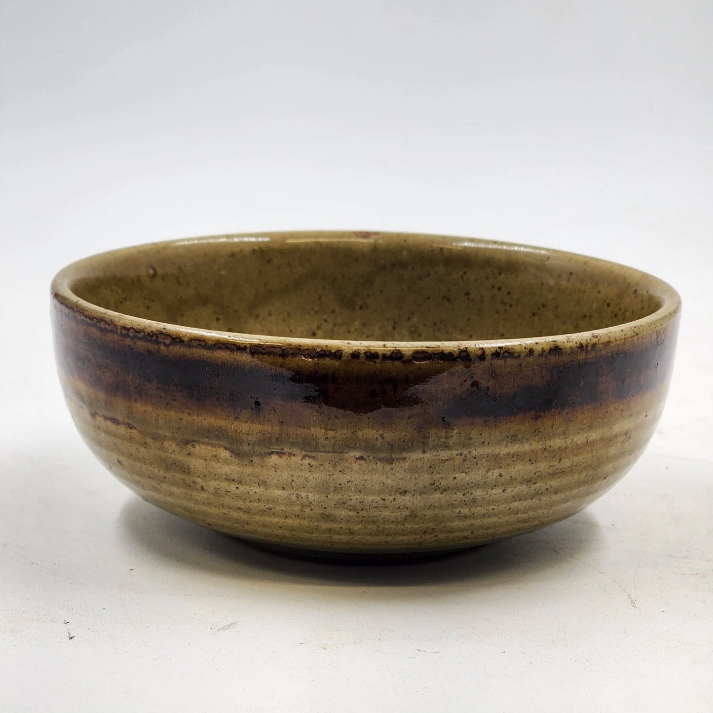 Speckled Glazed Bowl Stoneware Studio Pottery Gradual Turned Sides 6”x2”