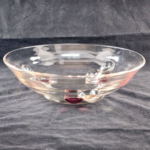 Westmoreland Clear Glass Three Ball Bowl 12" Across 3.5 High Centerpiece Vintage