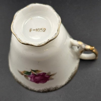Inarco Tea Cup E-1052 Saucer E-1662 Lusterware Roses Reticulated Edge Japan